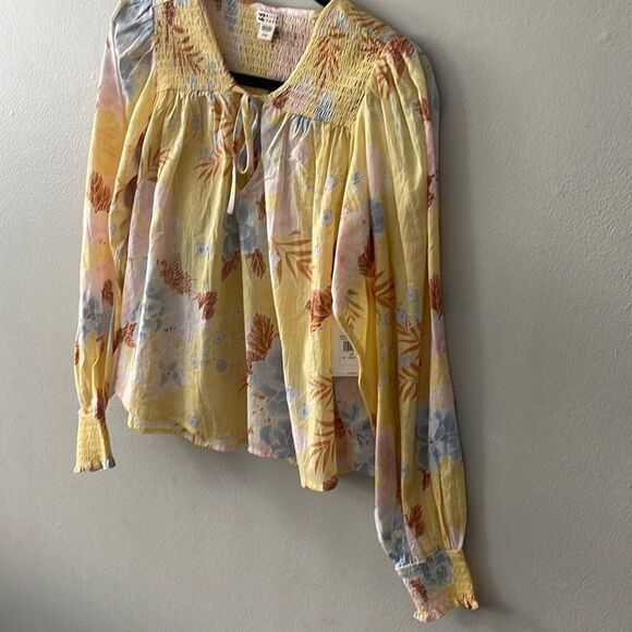 NWT Billabong Late Night Shirt Small Yellow Floral Butterfly Boho - Picture 8 of 12